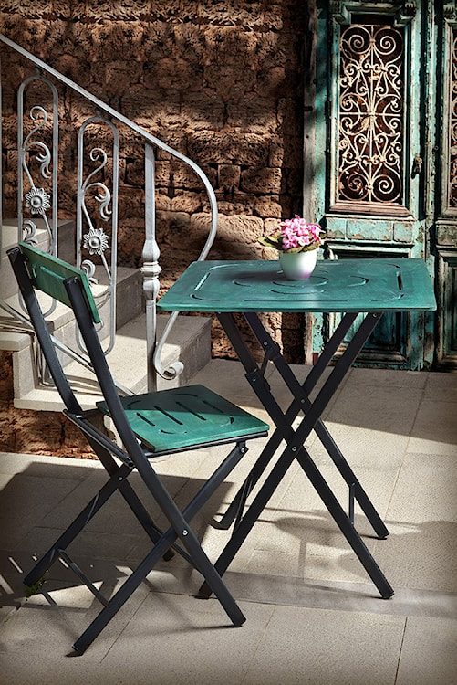 Zestaw ogrodowy dwuosobowy Devolls ze stolikiem i krzesłami zielony   - zdjęcie 3
