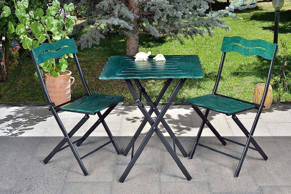 Zestaw ogrodowy dwuosobowy Allentra ze stolikiem i krzesłami zielony   - zdjęcie 2