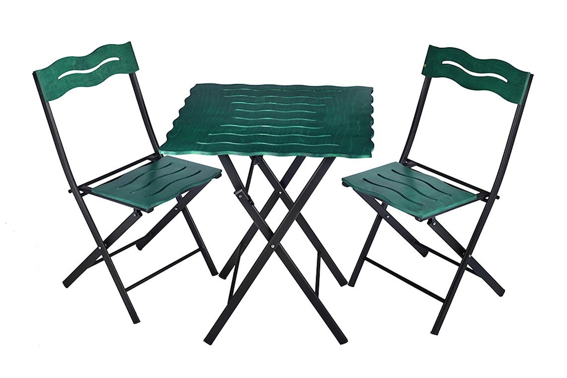 Zestaw ogrodowy dwuosobowy Allentra ze stolikiem i krzesłami zielony 