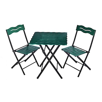Zestaw ogrodowy dwuosobowy Allentra ze stolikiem i krzesłami zielony 