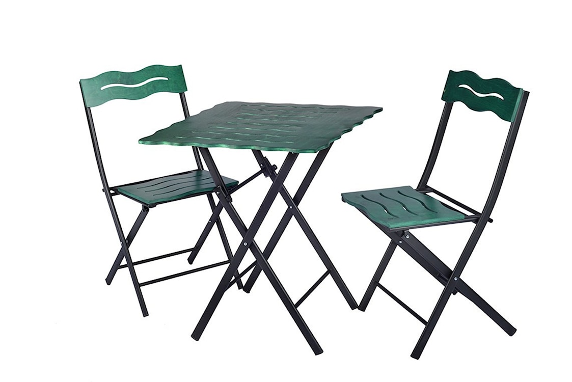 Zestaw ogrodowy dwuosobowy Allentra ze stolikiem i krzesłami zielony   - zdjęcie 5