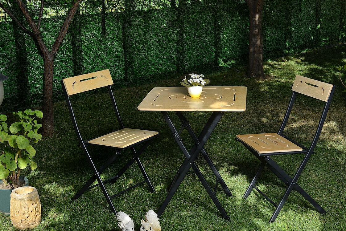 Zestaw ogrodowy dwuosobowy Devolls ze stolikiem i krzesłami naturalny   - zdjęcie 2