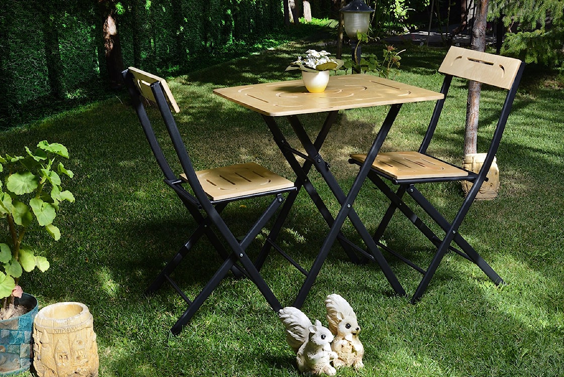 Zestaw ogrodowy dwuosobowy Devolls ze stolikiem i krzesłami naturalny   - zdjęcie 3