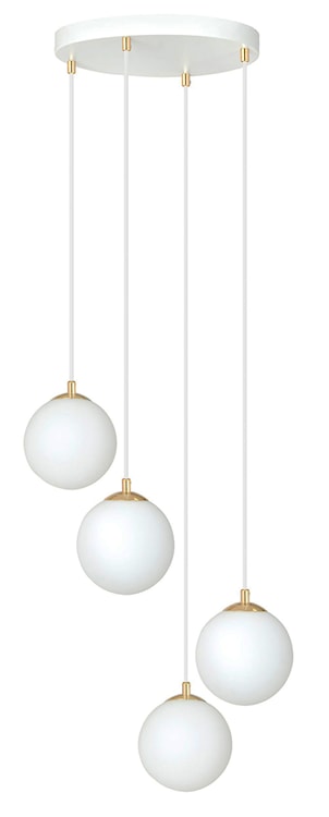Lampa wisząca Hanneys biało-złota na okrągłej podsufitce x4