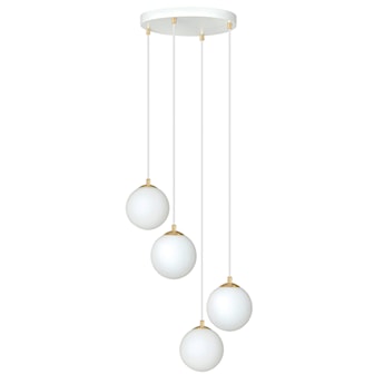 Lampa wisząca Hanneys biało-złota na okrągłej podsufitce x4