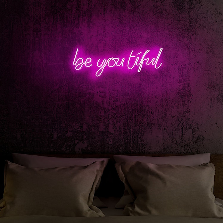 Neon na ścianę Letely z napisem BeYOUtiful różowy  - zdjęcie 5