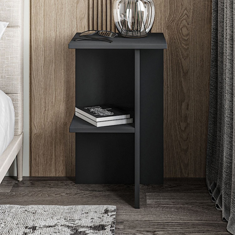 Stolik nocny Drooke 36 cm z półką grafitowy  - zdjęcie 3