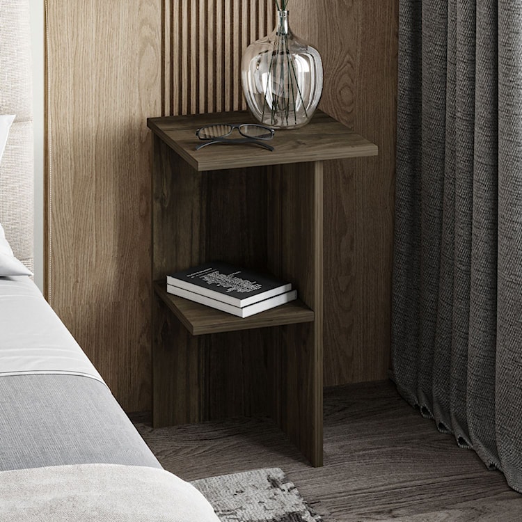 Stolik nocny Drooke 36 cm z półką orzech  - zdjęcie 2