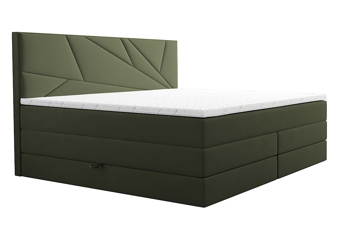Łóżko kontynentalne 160x200 cm Vendes z pojemnikami materacami bonnellowymi i kieszeniowym jasnoszare welur hydrofobowy 