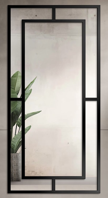 Lustro ścienne Gloria 150x90 cm ze szprosami w czarnej ramie  - zdjęcie 2
