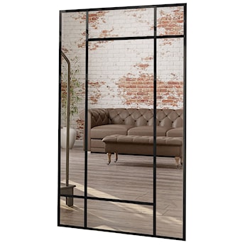 Lustro ścienne Hektor 150x90 cm ze szprosami w czarnej ramie