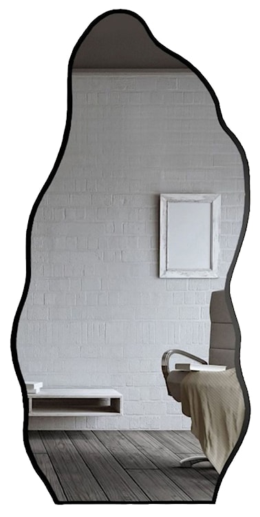 Lustro ścienne Auro 130x60 cm w czarnej ramie  - zdjęcie 2