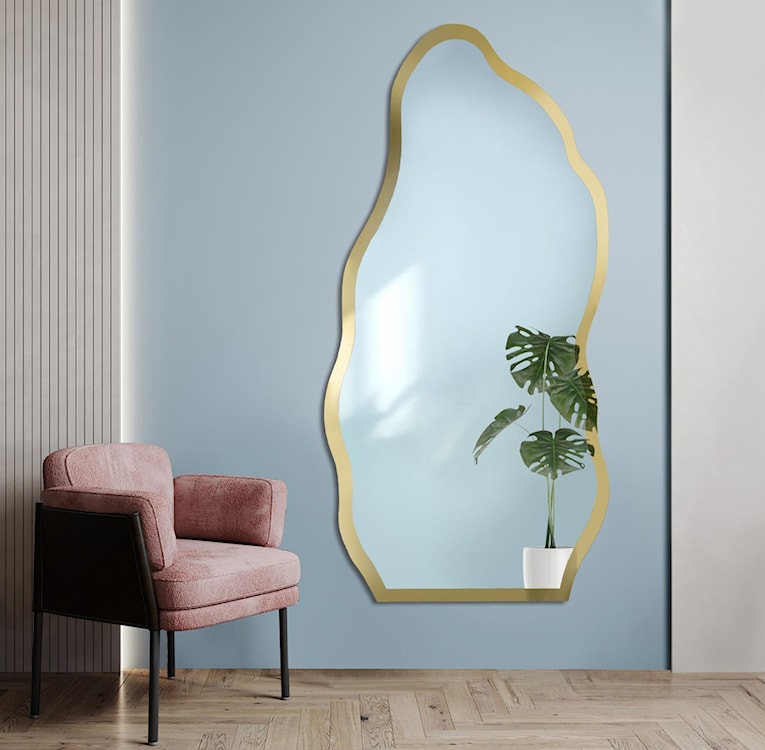 Lustro ścienne Auro 130x60 cm w ramie złoty połysk