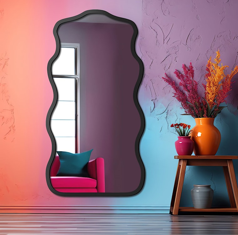 Lustro ścienne Nexus 132x70 cm w czarnej ramie  - zdjęcie 3
