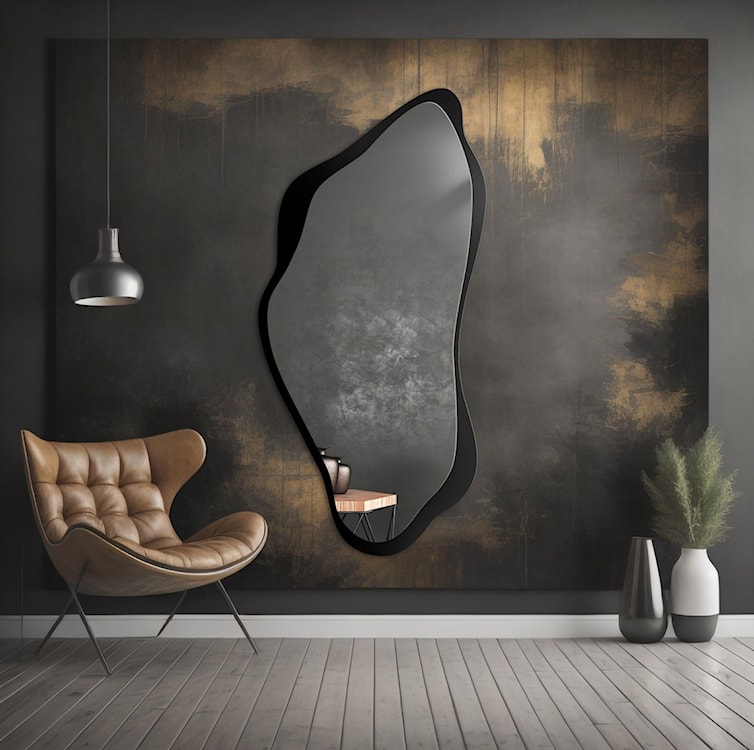 Lustro ścienne Piena 120x60 cm w czarnej ramie pionowe  - zdjęcie 4