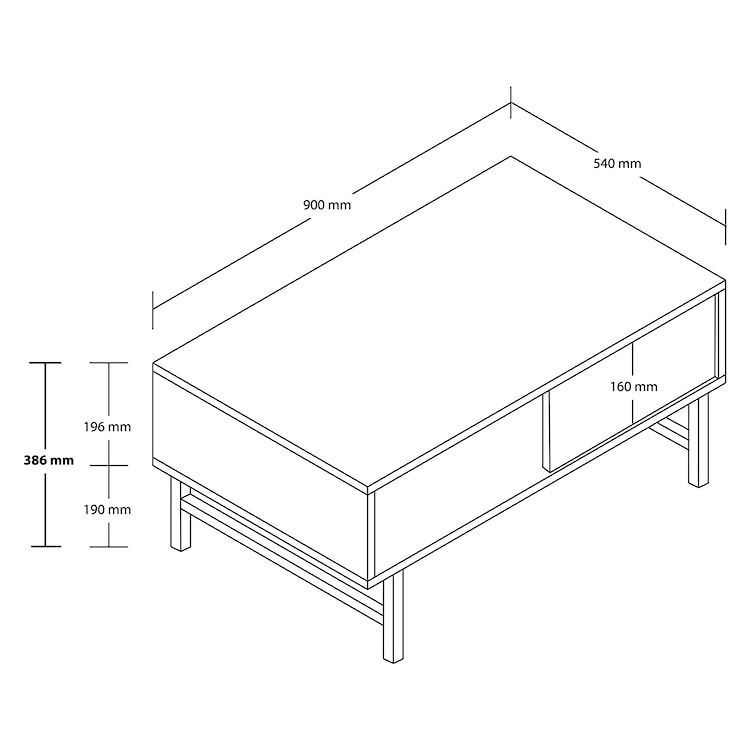 Stolik kawowy Aratizes 90x54 cm z półką trawertyn/ czarne nóżki  - zdjęcie 7