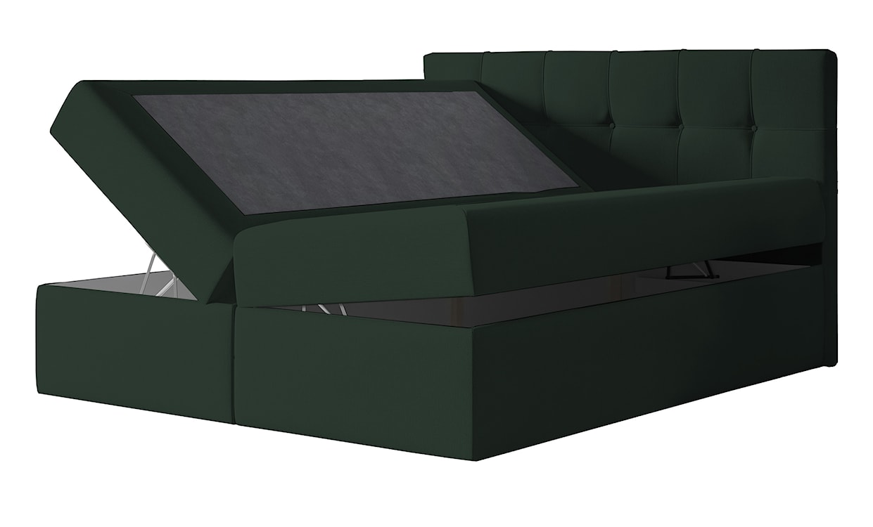 Łóżko kontynentalne Verdeni 180x200 z dwoma pojemnikami, materacem i topperem zielone hydrofobowe  - zdjęcie 3