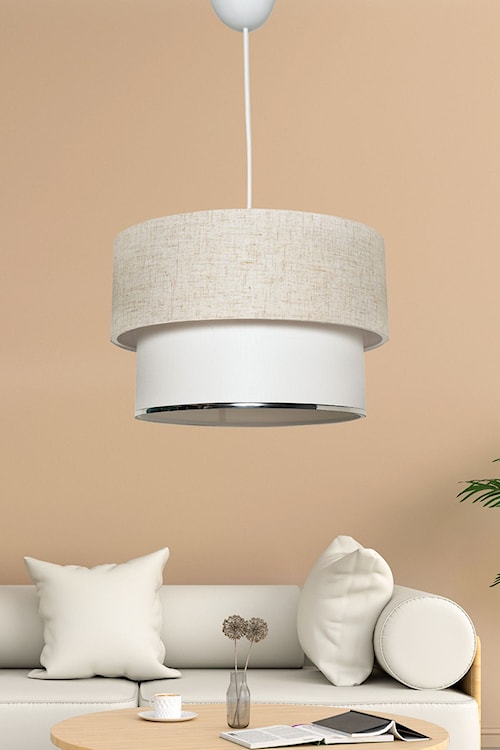 Lampa wisząca Fattio średnica 30 cm kremowo-biała  - zdjęcie 2