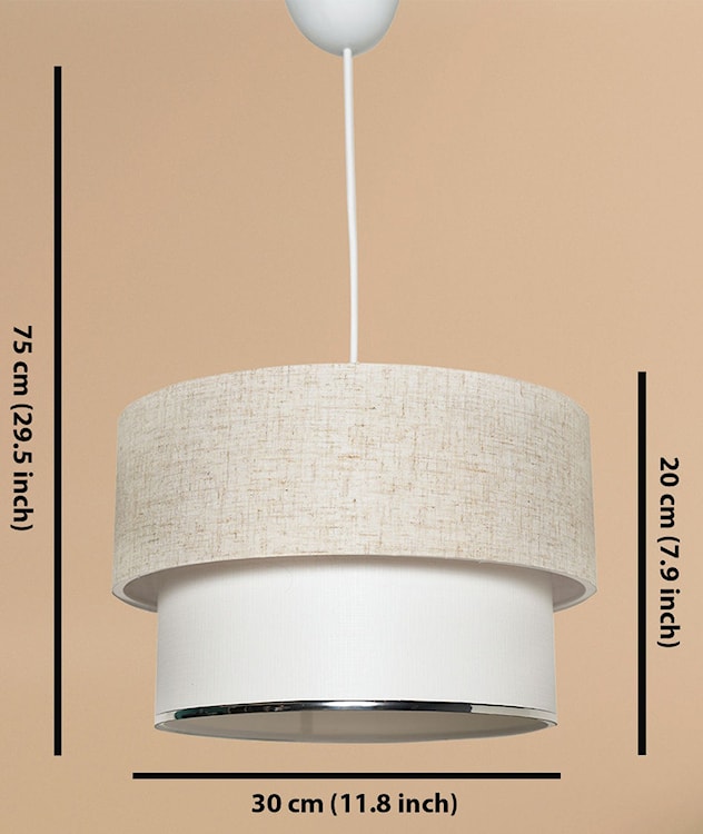 Lampa wisząca Fattio średnica 30 cm kremowo-biała  - zdjęcie 3