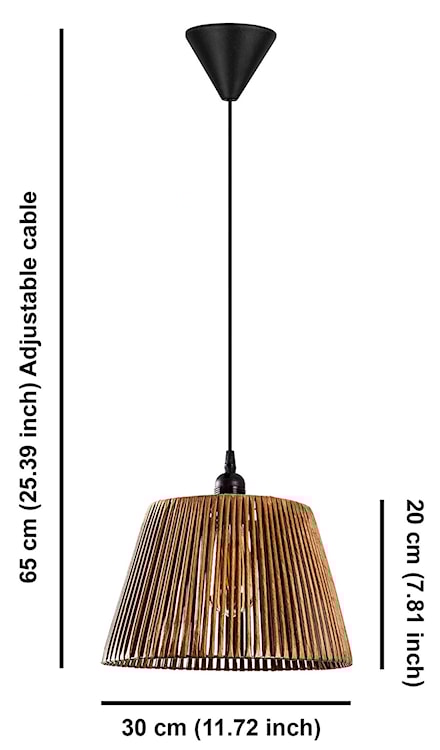 Lampa wisząca Skawsle średnica 30 cm bambusowy klosz  - zdjęcie 4