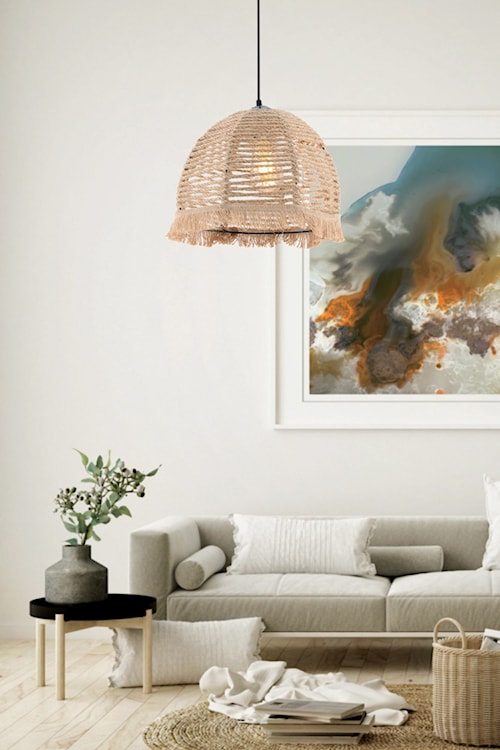 Lampa wisząca Mischly średnica 30 cm jutowy klosz  - zdjęcie 2