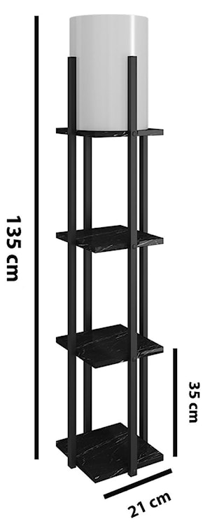 Lampa podłogowa Kumajo z czarnymi półkami  - zdjęcie 3