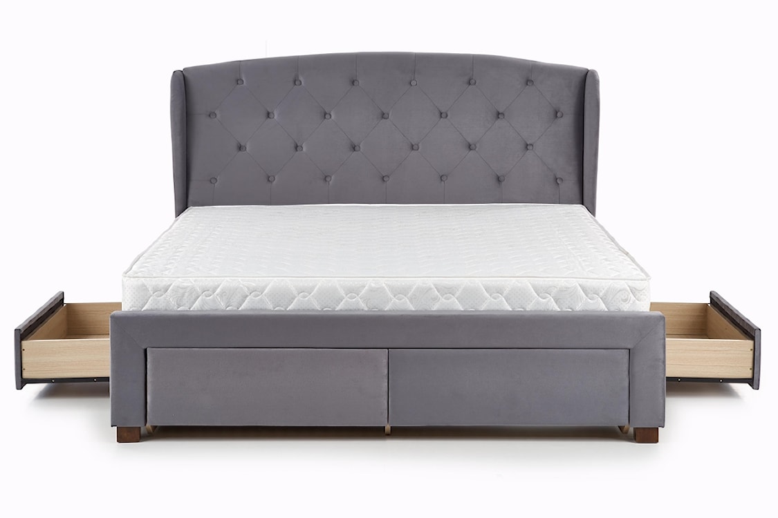 Łóżko tapicerowane Gebissa z szufladami 160x200 cm szare  - zdjęcie 3