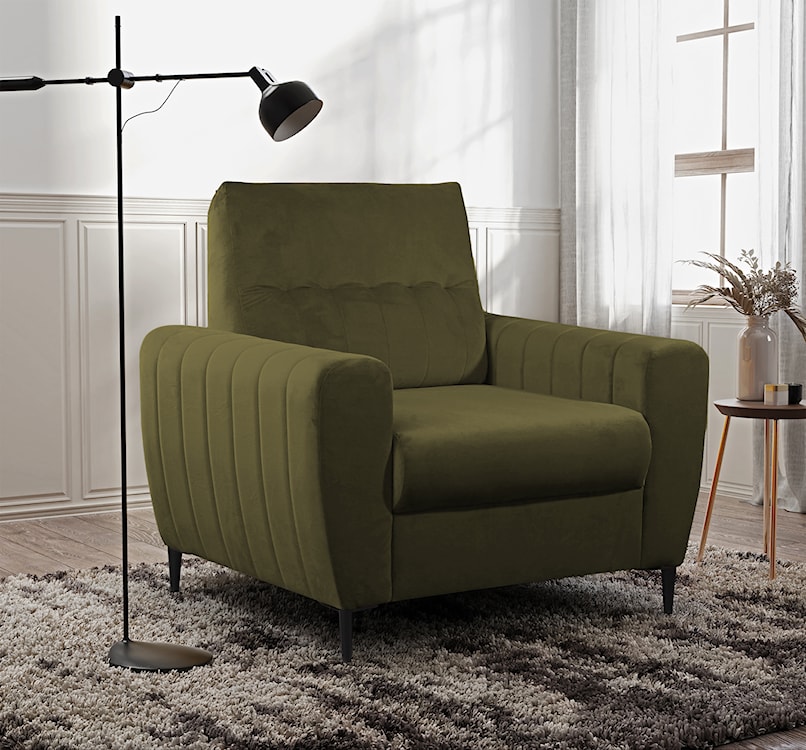 Fotel kubełkowy Laretta  oliwkowy velvet  - zdjęcie 4