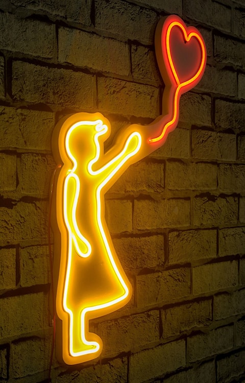Neon na ścianę Appess dziewczynka z balonem żółty i czerwony  - zdjęcie 2
