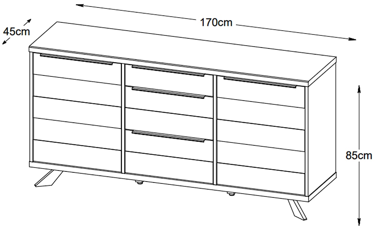 Komoda Arno 170 cm z trzema szufladami dąb palony  - zdjęcie 3