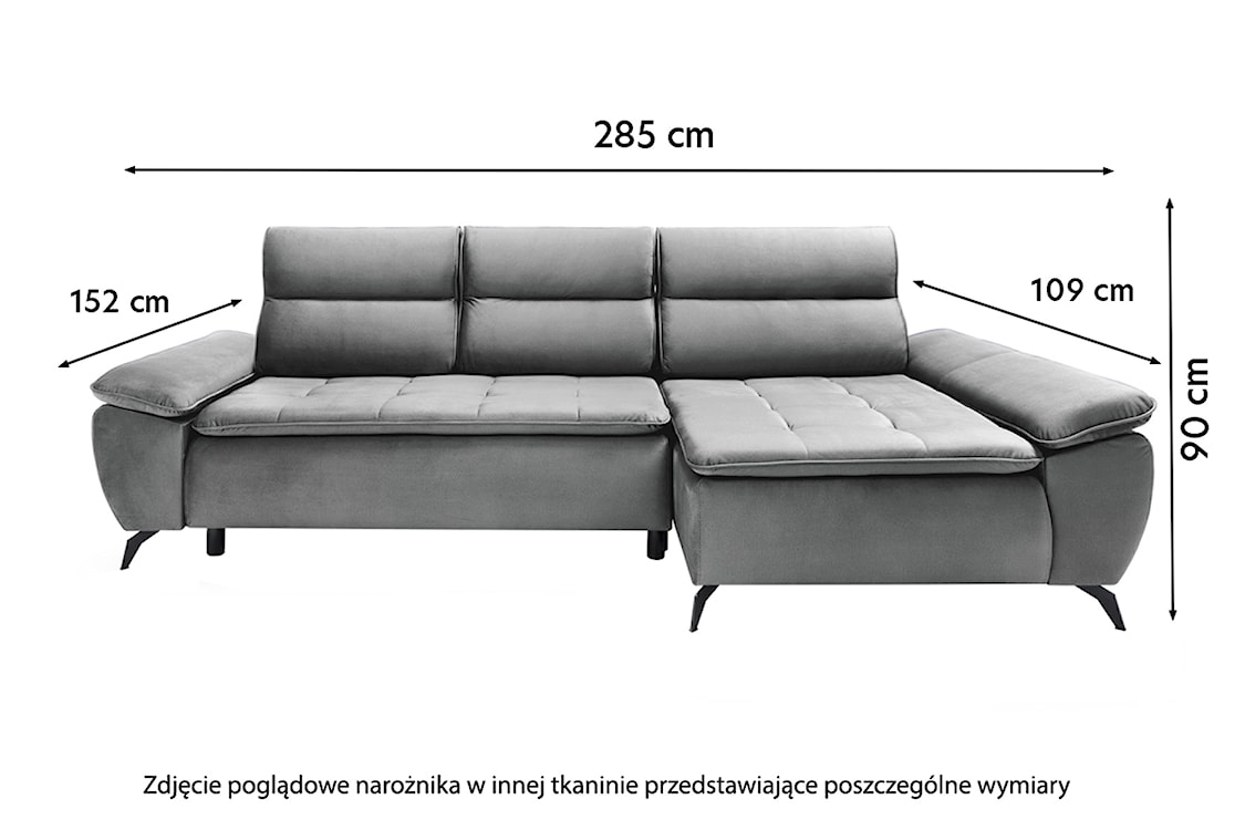 Narożnik z funkcją spania Gelroos L-kształtny z pojemnikiem zielony welwet hydrofobowy prawostronny  - zdjęcie 8