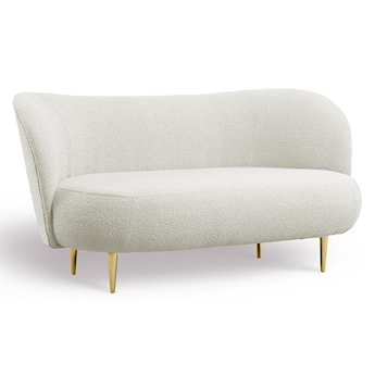 Sofa trzyosobowa Alago kremowa boucle na złotych nogach