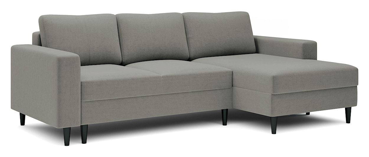 Narożnik z funkcją spania Nalika L-kształtny z pojemnikiem ciemnobeżowy welur hydrofobowy prawostronny  - zdjęcie 3