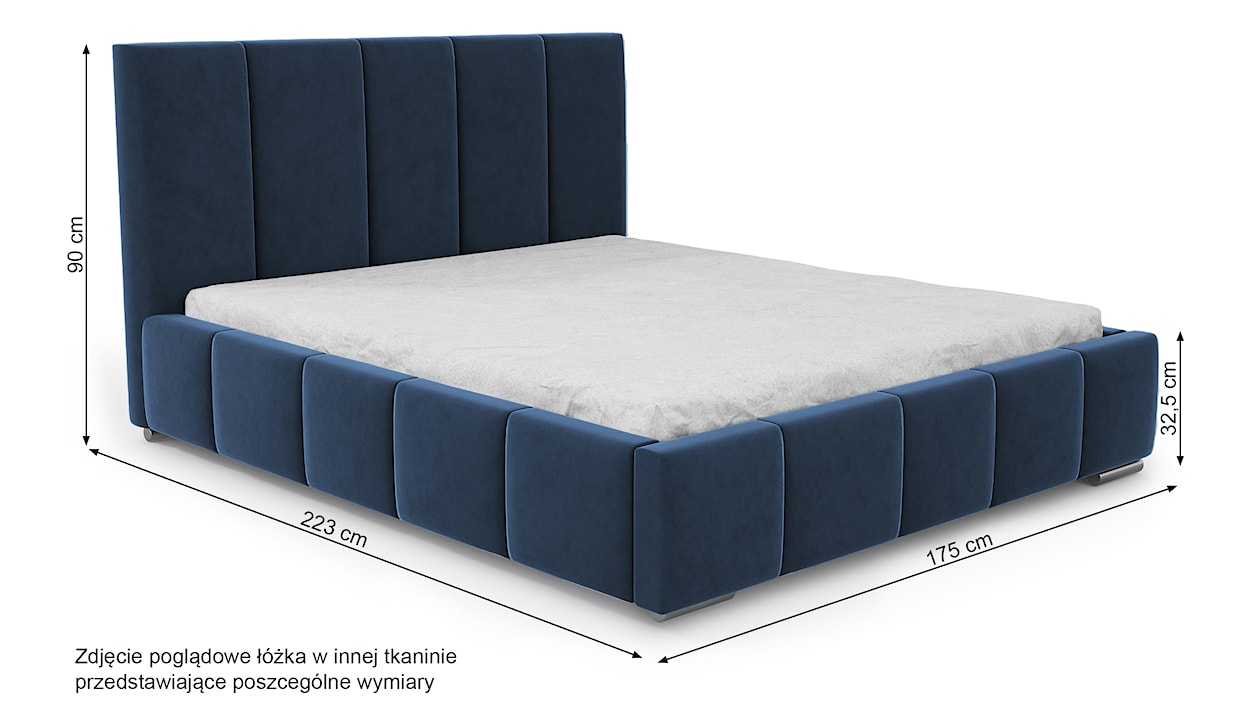 Łóżko tapicerowane 160x200 cm Bodera z pojemnikiem niebieskie w tkaninie hydrofobowej  - zdjęcie 4