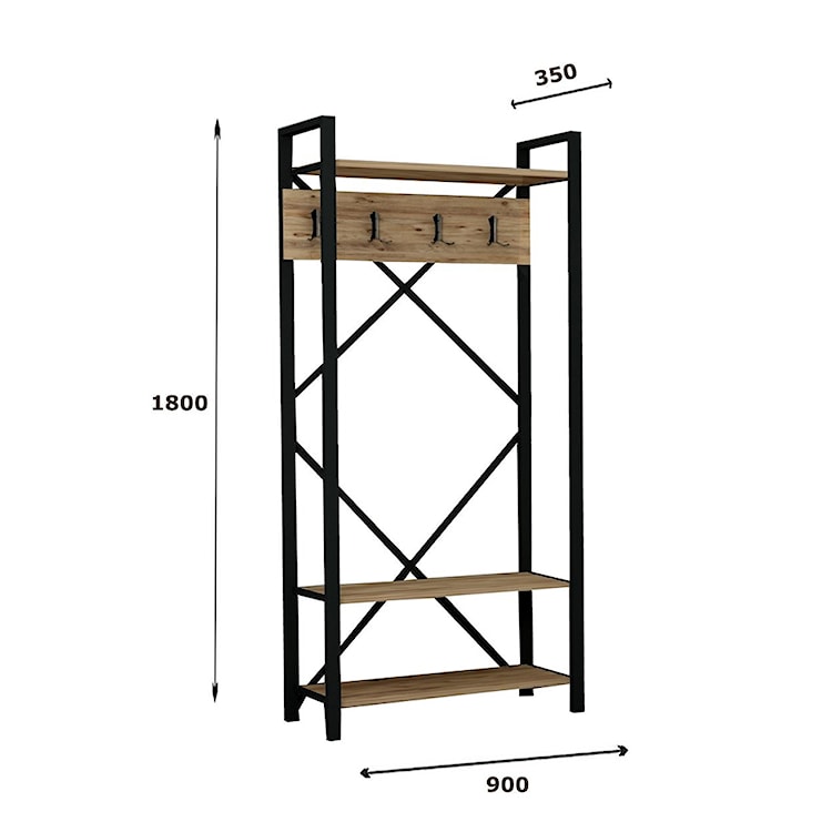 Wieszak stojący Crations 90 cm czarny-sosna  - zdjęcie 4