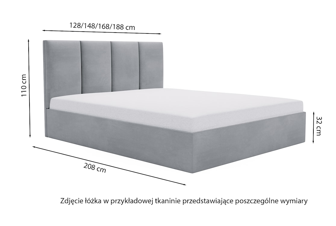 Łóżko tapicerowane 120x200 cm Drimmi  z pojemnikiem szarobeżowe velvet hydrofobowy  - zdjęcie 5