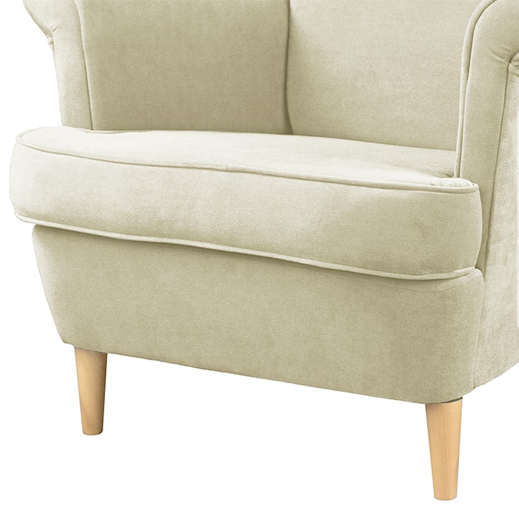 Fotel z podnóżkiem Malmo beżowy w tkaninie Easy Clean na bukowych nóżkach  - zdjęcie 2