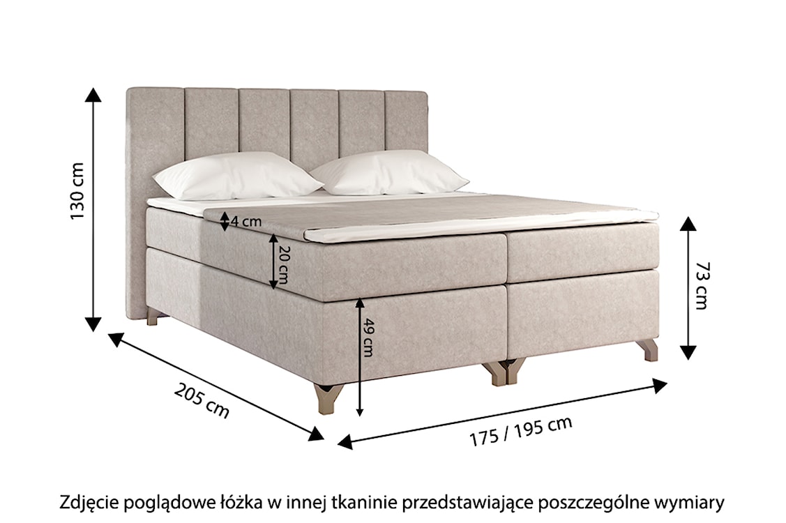 Łóżko kontynentalne Zonti 180x200 cm z pojemnikiem szare ekoskóra  - zdjęcie 5