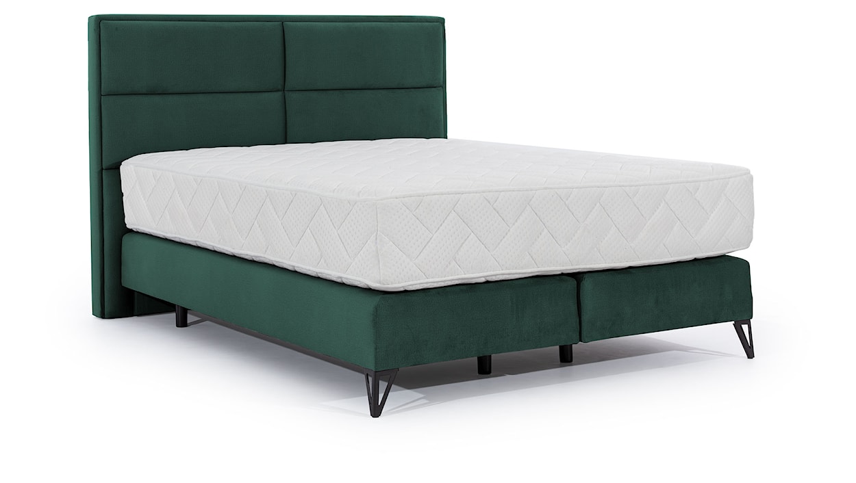 Łóżko kontynentalne 160x200 cm Fabeiro zielone w tkaninie hydrofobowej 