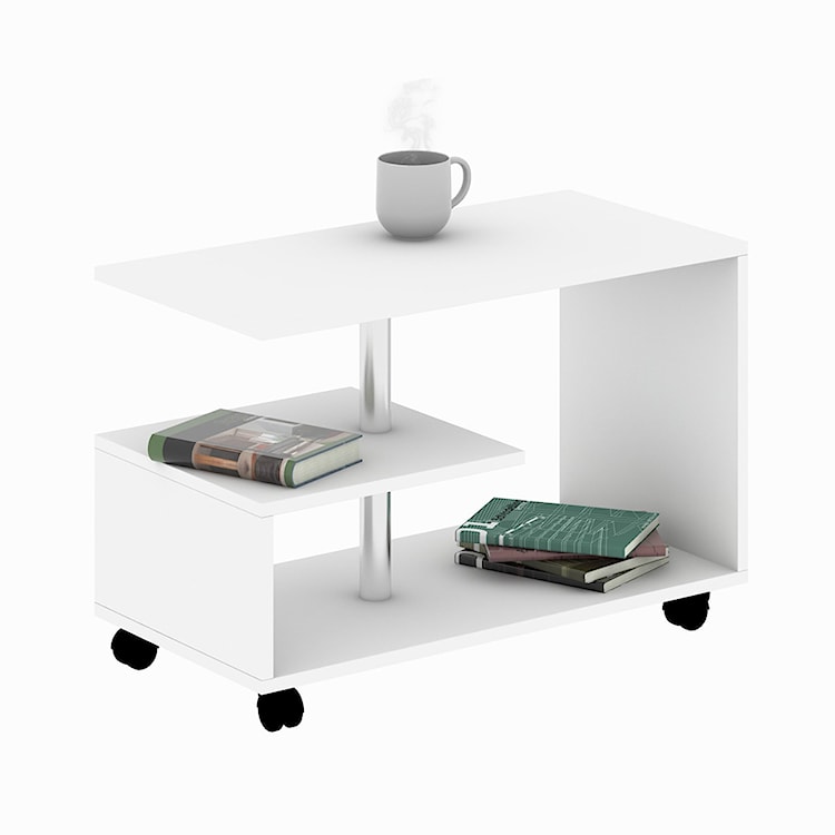 Stolik kawowy Kafill na kółkach 40x80 cm biały  - zdjęcie 4