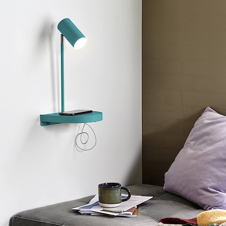 Lampa ścienna Cody turkusowa z półką  - zdjęcie 2