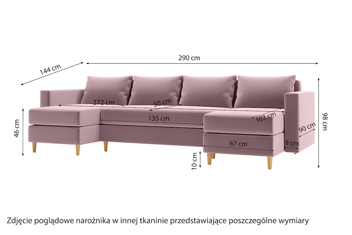 Narożnik z funkcją spania Lengtor U-kształtny z pojemnikiem uniwersalny miętowy  - zdjęcie 4