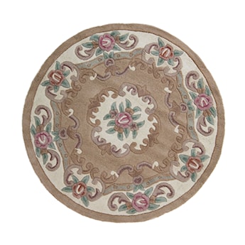 Dywan wełniany Aubusson beżowy Okrągły/średnica 120