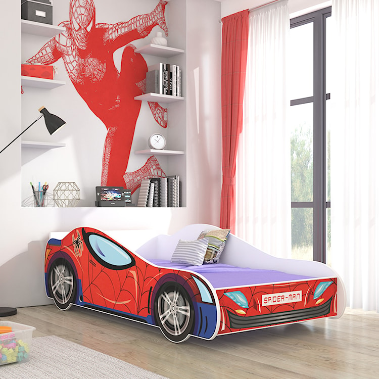 Łóżko dziecięce Tildora 140x70 cm w kształcie samochodu z LED  - zdjęcie 2