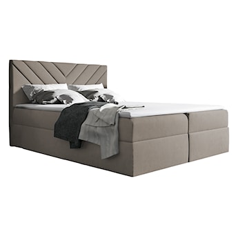 Łóżko kontynentalne Ponferrada 120x200 z dwoma pojemnikami, materacem i topperem beżowe