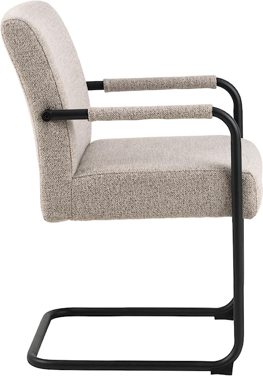 Krzesło tapicerowane Colbre beżowe na metalowej podstawie z podłokietnikami boulce  - zdjęcie 2