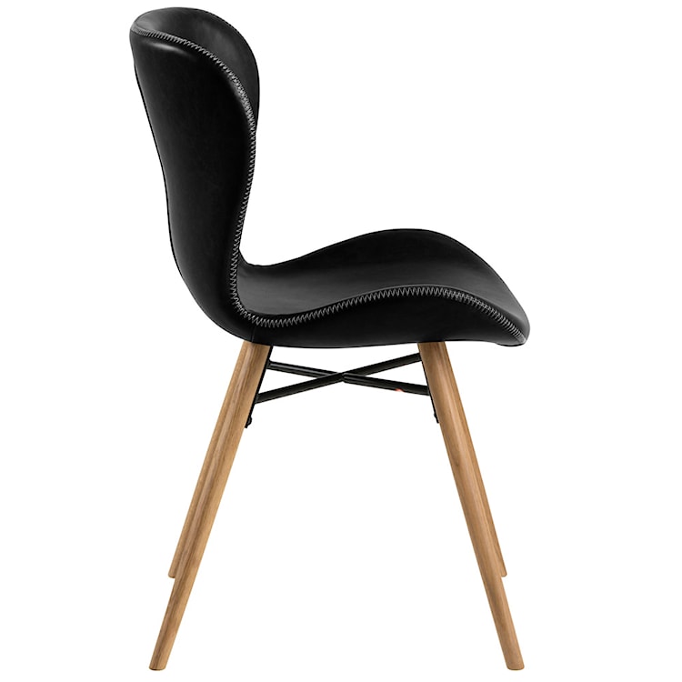 Krzesło tapicerowane Glena czarna ekoskóra na dębowych nóżkach  - zdjęcie 2