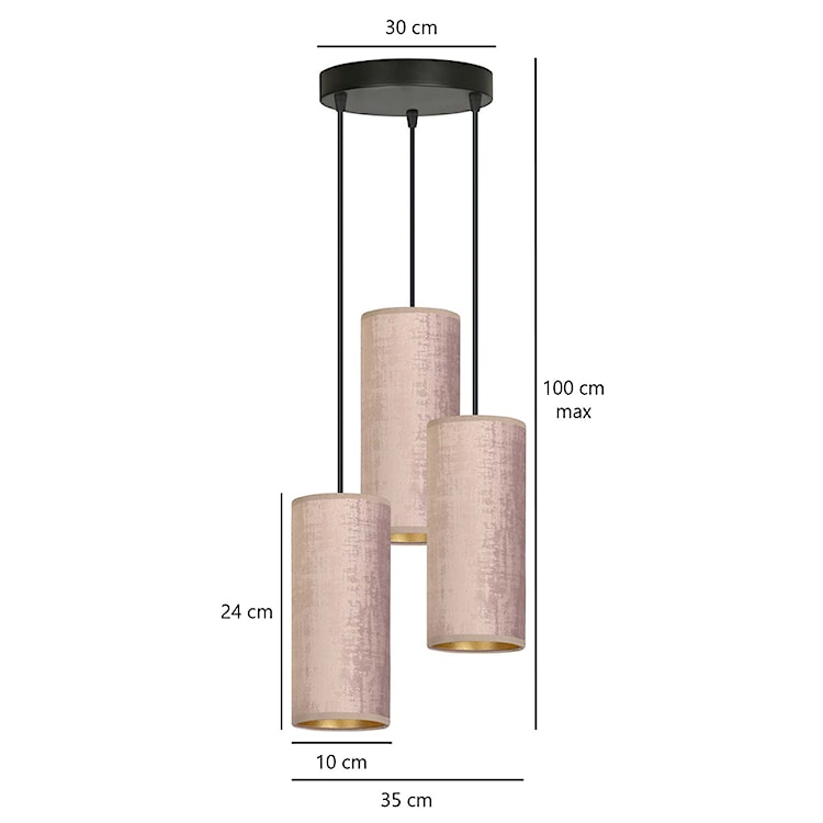 Lampa wisząca Bonett x3 asymetryczna średnica 35 cm różowa  - zdjęcie 6