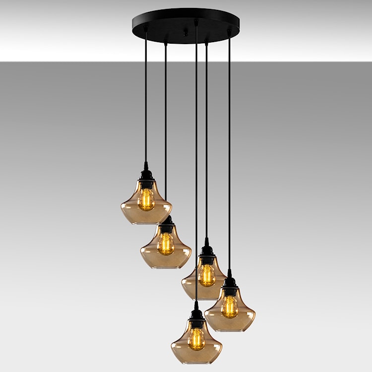 Lampa sufitowa Cheeny x5 dzwon na okrągłej podsufitce czarna  - zdjęcie 10
