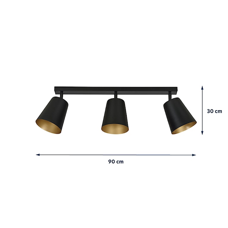 Lampa sufitowa Lanciano czarna ze złotym wnętrzem x3  - zdjęcie 5